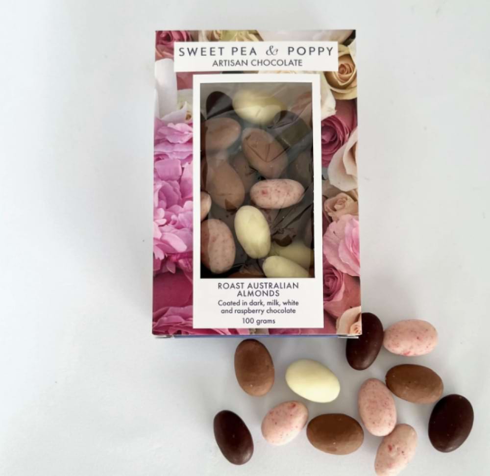 Sweet Pea & Poppy Chocolate Coated Roast Almond Meldly